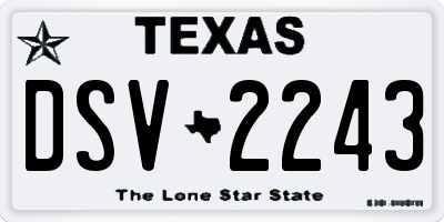 TX license plate DSV2243
