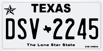 TX license plate DSV2245