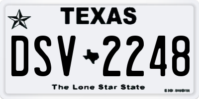 TX license plate DSV2248
