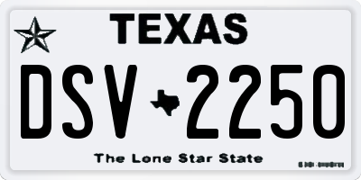 TX license plate DSV2250