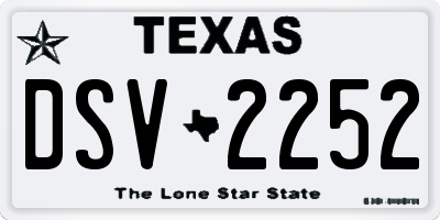 TX license plate DSV2252