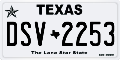 TX license plate DSV2253