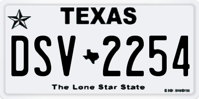 TX license plate DSV2254