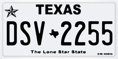 TX license plate DSV2255