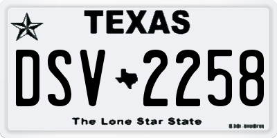 TX license plate DSV2258