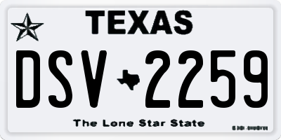 TX license plate DSV2259
