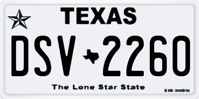 TX license plate DSV2260