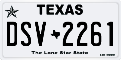 TX license plate DSV2261