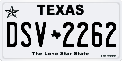 TX license plate DSV2262