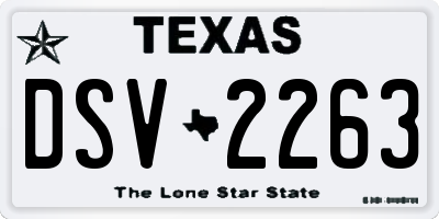 TX license plate DSV2263