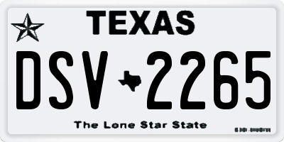 TX license plate DSV2265