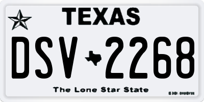 TX license plate DSV2268