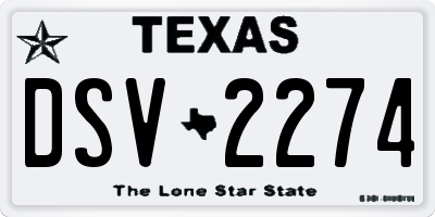 TX license plate DSV2274