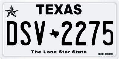 TX license plate DSV2275