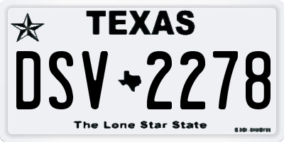 TX license plate DSV2278