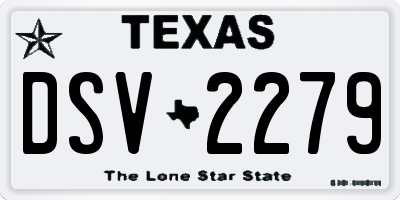 TX license plate DSV2279