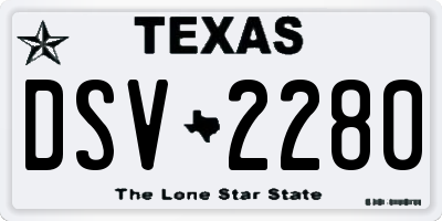 TX license plate DSV2280