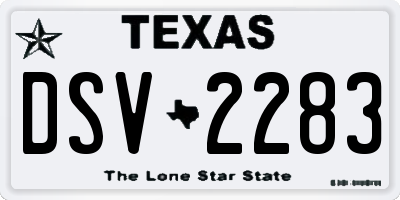 TX license plate DSV2283