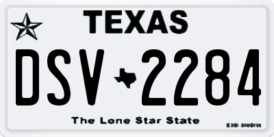TX license plate DSV2284