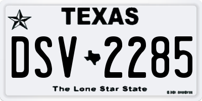 TX license plate DSV2285