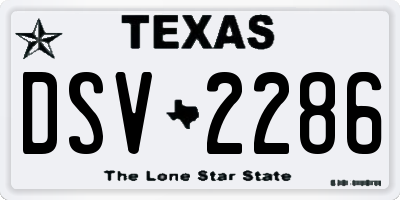 TX license plate DSV2286