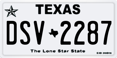 TX license plate DSV2287