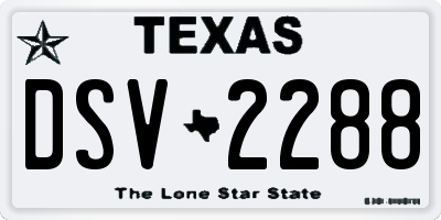 TX license plate DSV2288