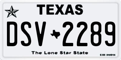 TX license plate DSV2289