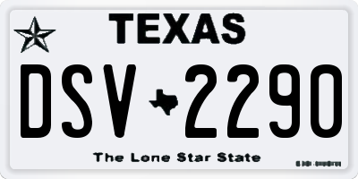 TX license plate DSV2290
