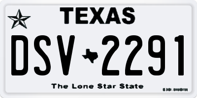 TX license plate DSV2291