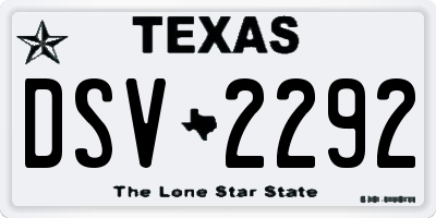 TX license plate DSV2292