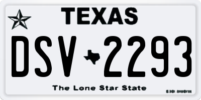 TX license plate DSV2293