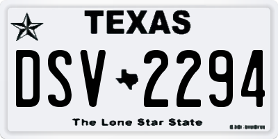 TX license plate DSV2294