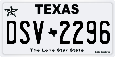 TX license plate DSV2296