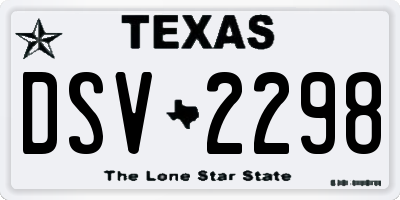 TX license plate DSV2298