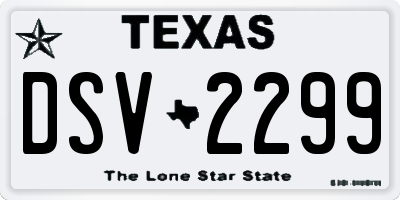 TX license plate DSV2299