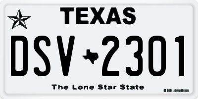TX license plate DSV2301