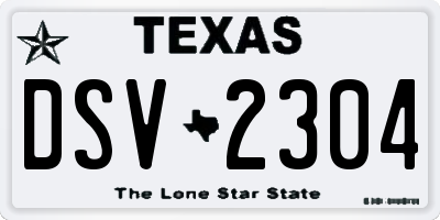 TX license plate DSV2304