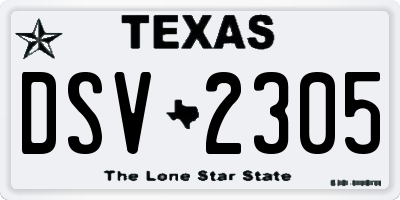TX license plate DSV2305