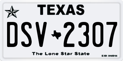 TX license plate DSV2307