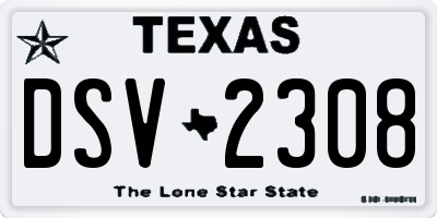 TX license plate DSV2308