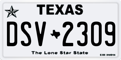TX license plate DSV2309