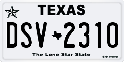 TX license plate DSV2310