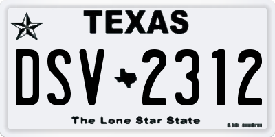 TX license plate DSV2312