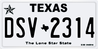 TX license plate DSV2314
