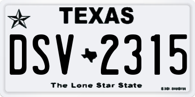 TX license plate DSV2315