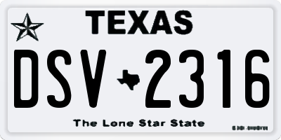 TX license plate DSV2316