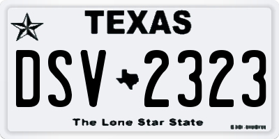 TX license plate DSV2323