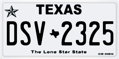 TX license plate DSV2325