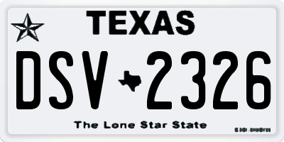 TX license plate DSV2326